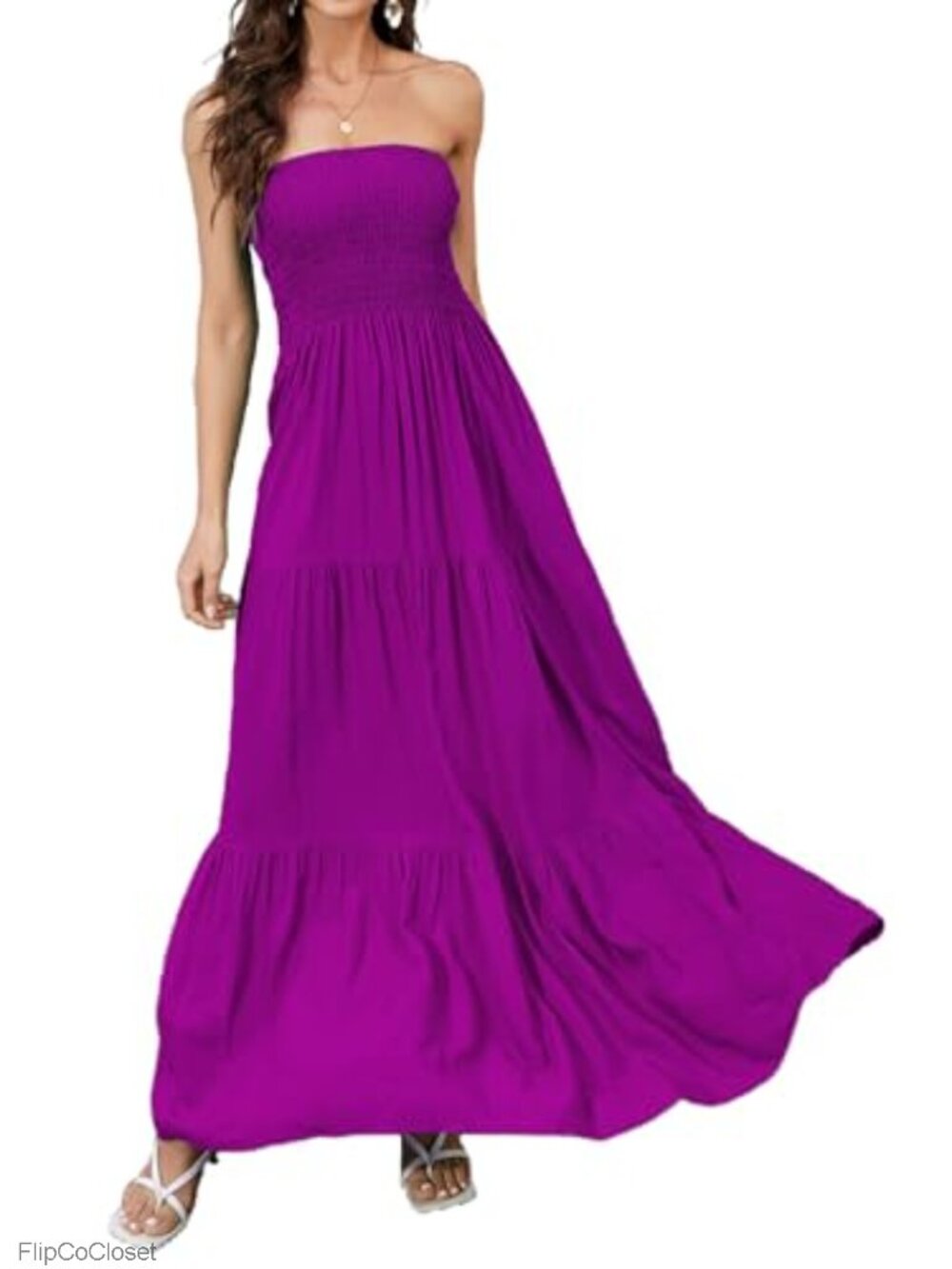 Women's Sleeveless Backless Maxi Dress Tube Top Boho Long Sundress